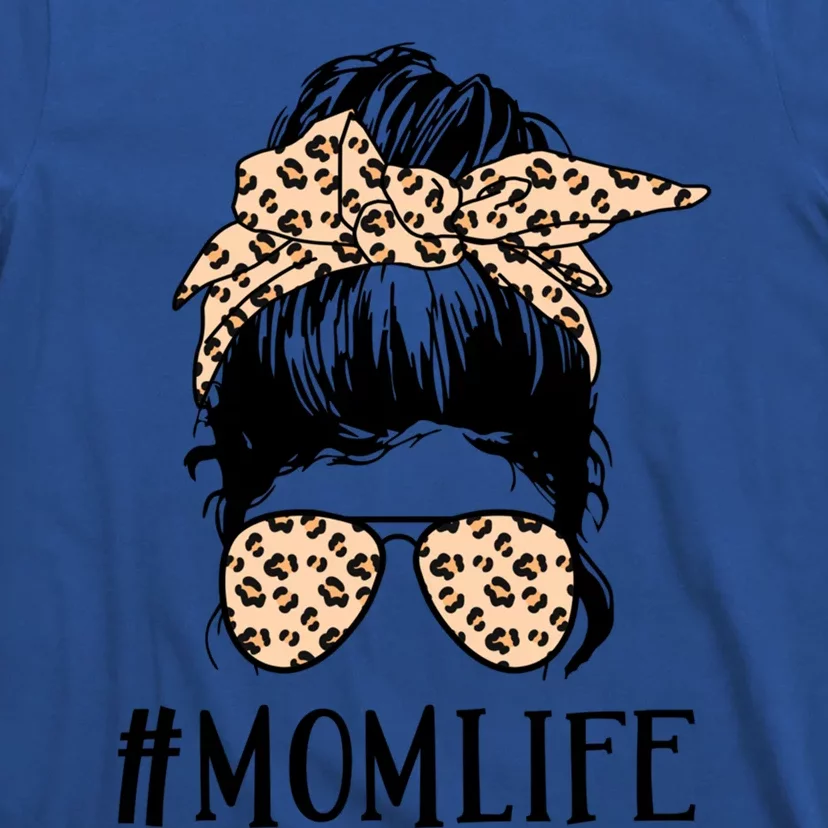 Mom Life Messy Bun Hair Glasses Gift T-Shirt