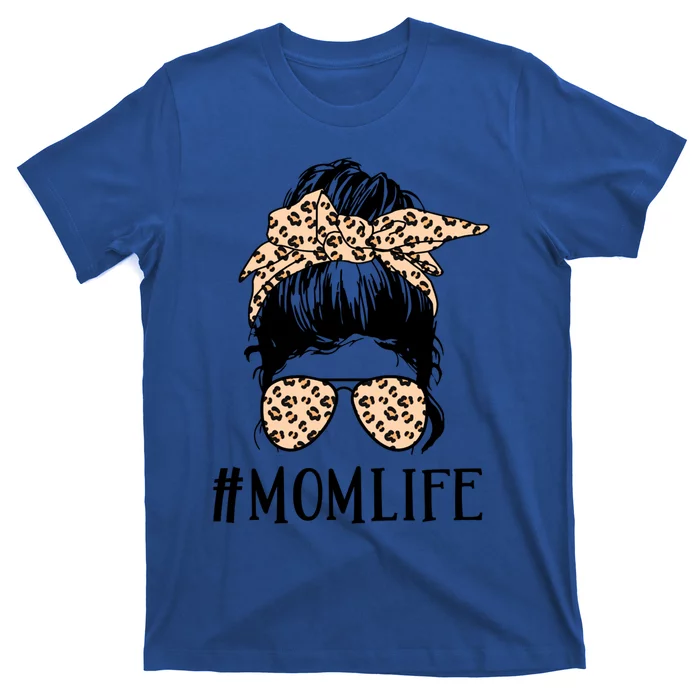 Mom Life Messy Bun Hair Glasses Gift T-Shirt