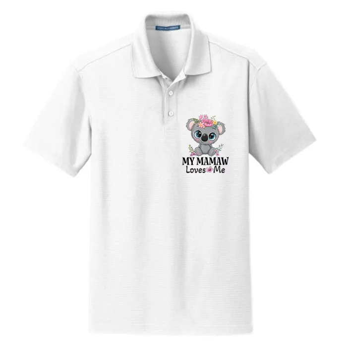 Mamaw Loves Me Grandchild Koala Dry Zone Grid Performance Polo