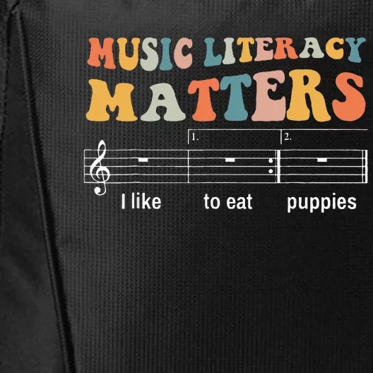 Music Literacy Matters I Like To Eat Puppies City Backpack