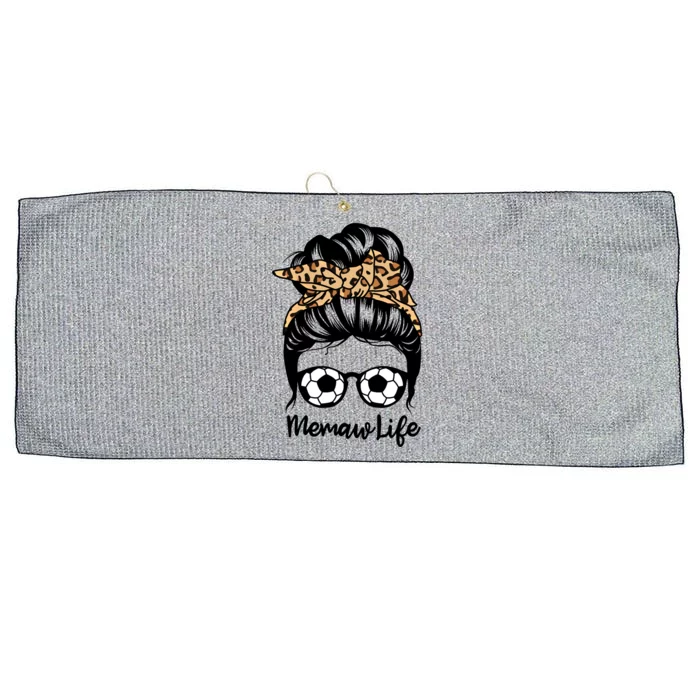 Memaw Life Messy Bun Hair Funny Soccer Memaw Gift Large Microfiber Waffle Golf Towel