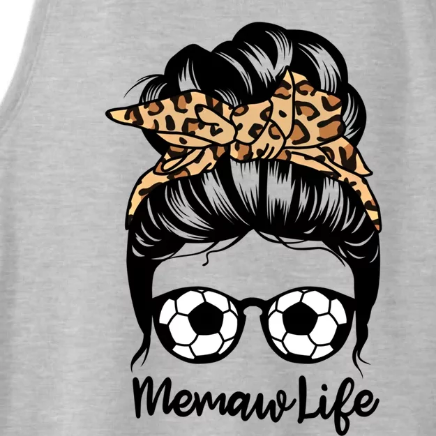 Memaw Life Messy Bun Hair Funny Soccer Memaw Gift Ladies Tri-Blend Wicking Tank