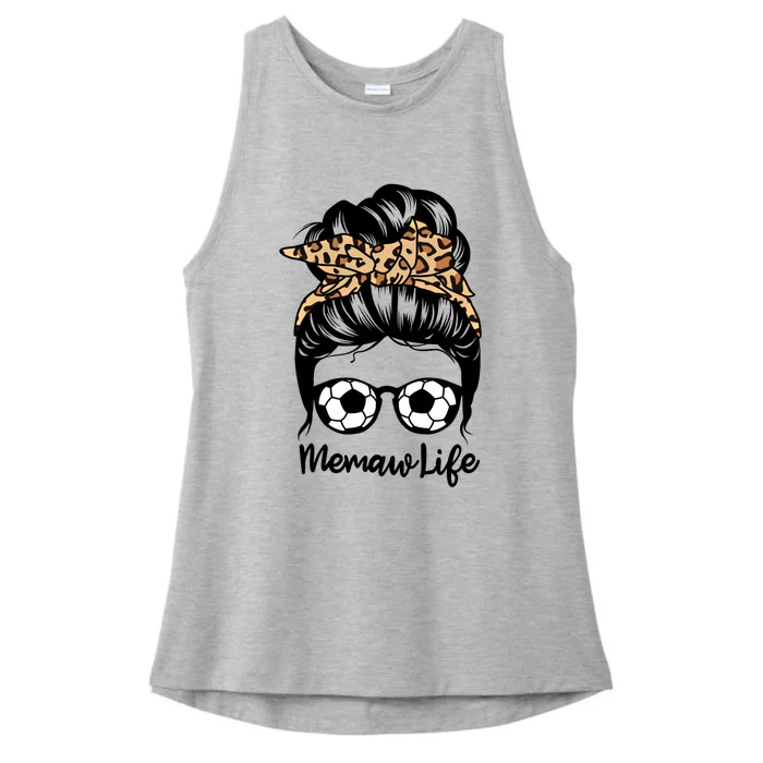 Memaw Life Messy Bun Hair Funny Soccer Memaw Gift Ladies Tri-Blend Wicking Tank