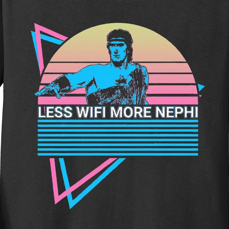 Mormon Lds Missionary Less Wifi More Nephi Kids Long Sleeve Shirt