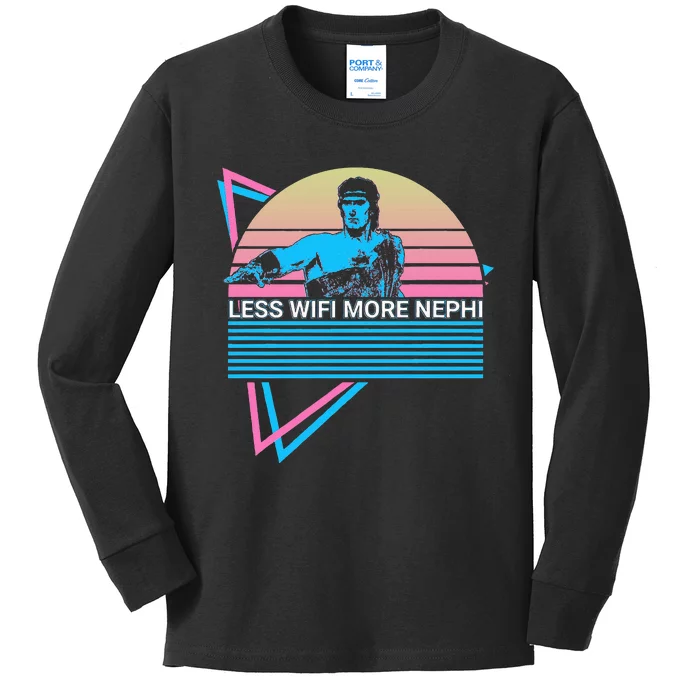 Mormon Lds Missionary Less Wifi More Nephi Kids Long Sleeve Shirt