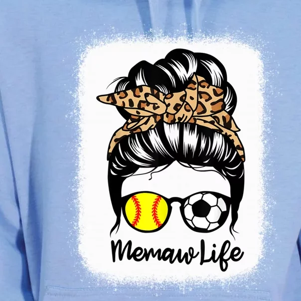 Memaw Life Messy Bun Hair Soccer Softball Memaw Gift Unisex Surf Hoodie