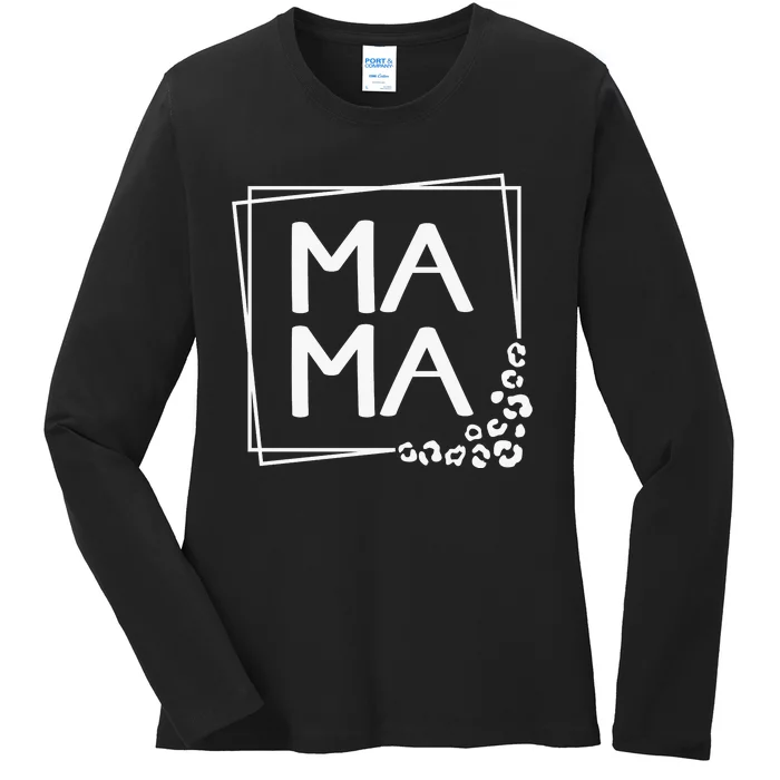 Mama , Leopard Mom Mother's Day Ladies Long Sleeve Shirt