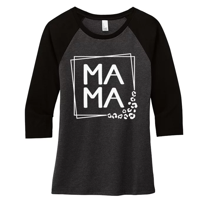 Mama , Leopard Mom Mother's Day Women's Tri-Blend 3/4-Sleeve Raglan Shirt