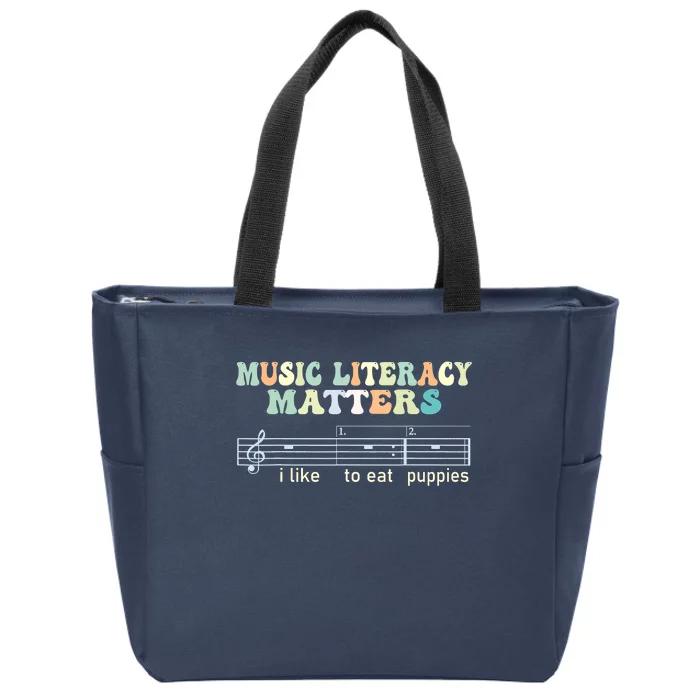 Music Literacy Matters I Like To Eat Puppies Zip Tote Bag