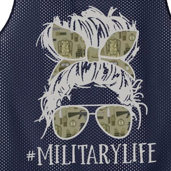 Military Life Messy Bun Wife Mesh Reversible Basketball Jersey Tank