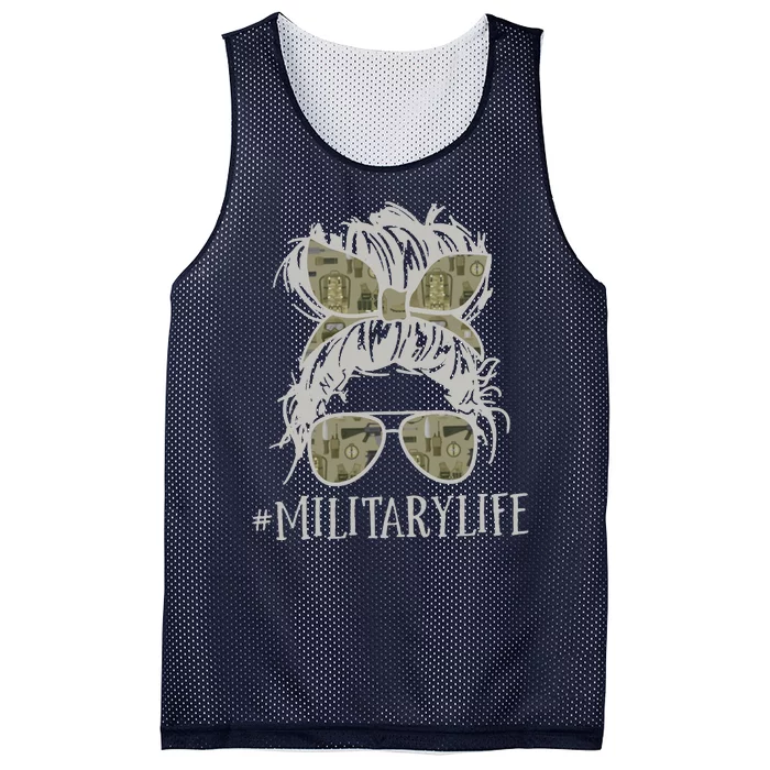 Military Life Messy Bun Wife Mesh Reversible Basketball Jersey Tank