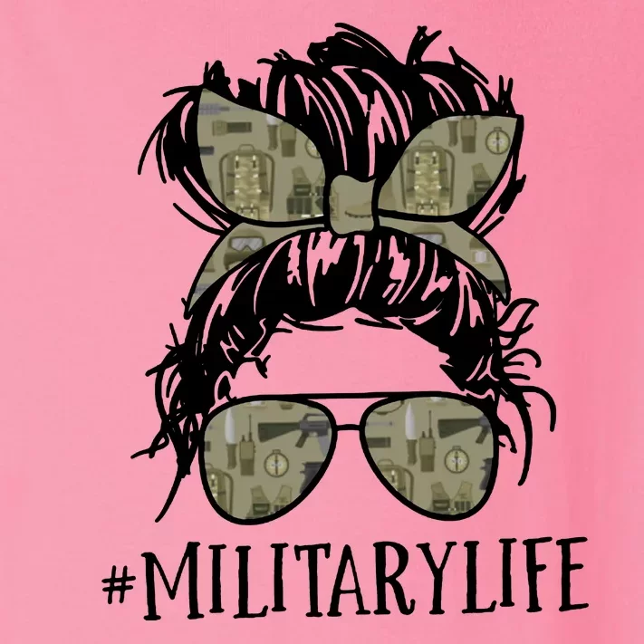 Military Life Messy Bun Wife Toddler Long Sleeve Shirt