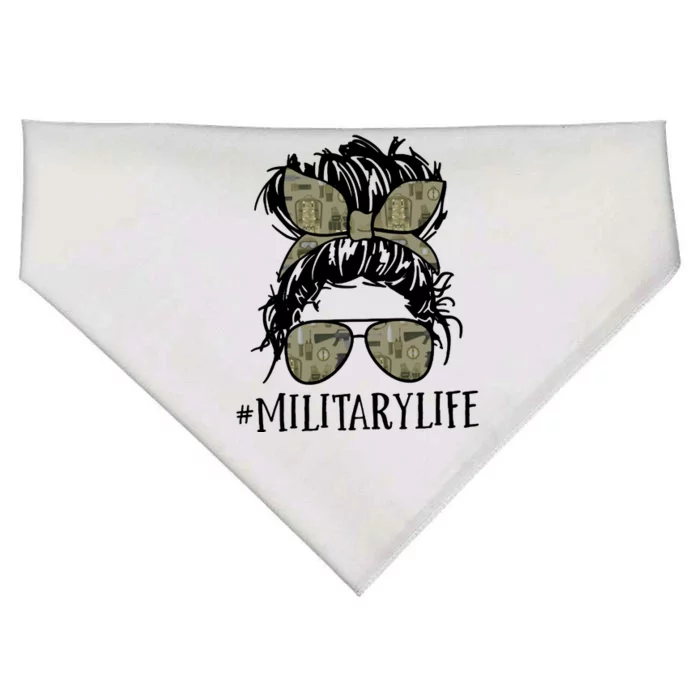 Military Life Messy Bun Wife USA-Made Doggie Bandana