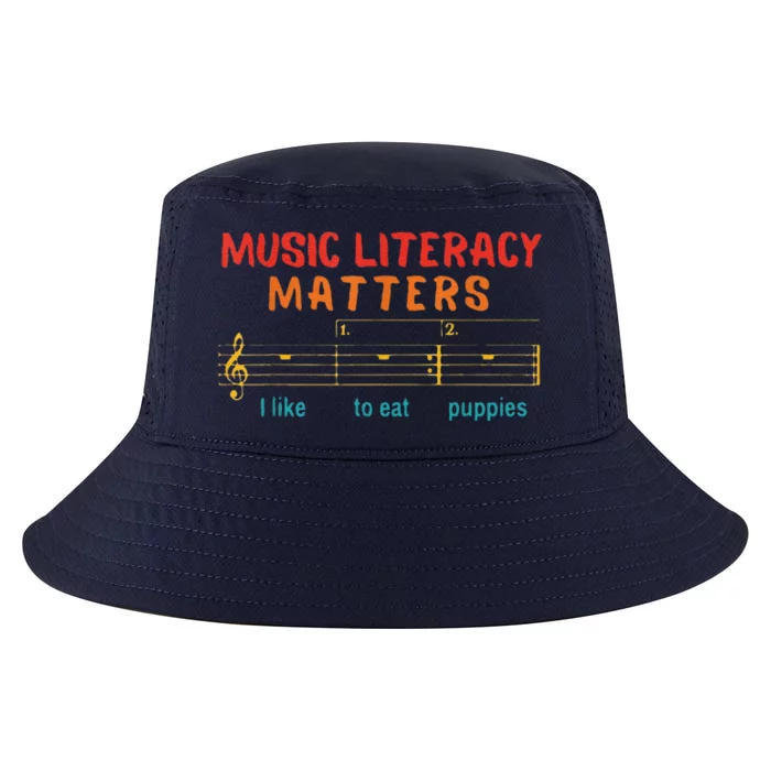 Music Literacy Matters I Like To Eat Puppies Cool Comfort Performance Bucket Hat