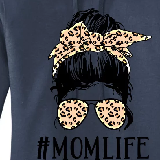 Mom Life Messy Bun Hair Glasses Meaningful Gift Women's Pullover Hoodie