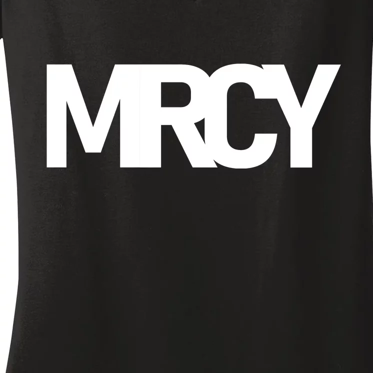 MRCY Logo Mercy Christian Slogan Women's V-Neck T-Shirt