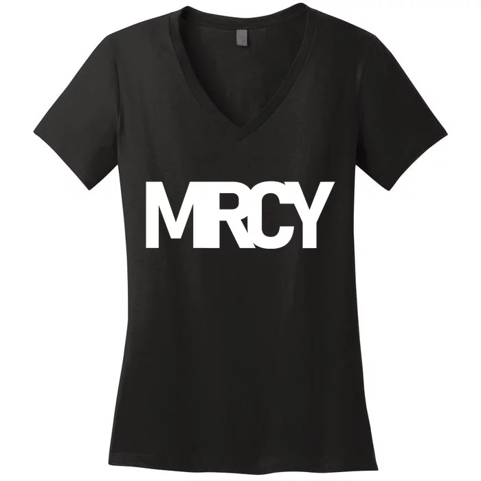 MRCY Logo Mercy Christian Slogan Women's V-Neck T-Shirt