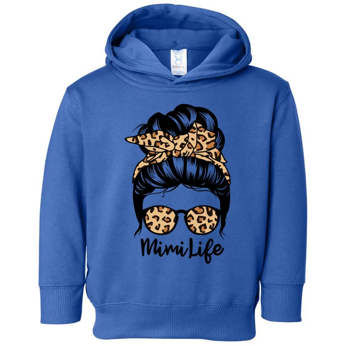 Mimi Life Messy Bun Hair Funny Leopard Mimi Gift Toddler Hoodie