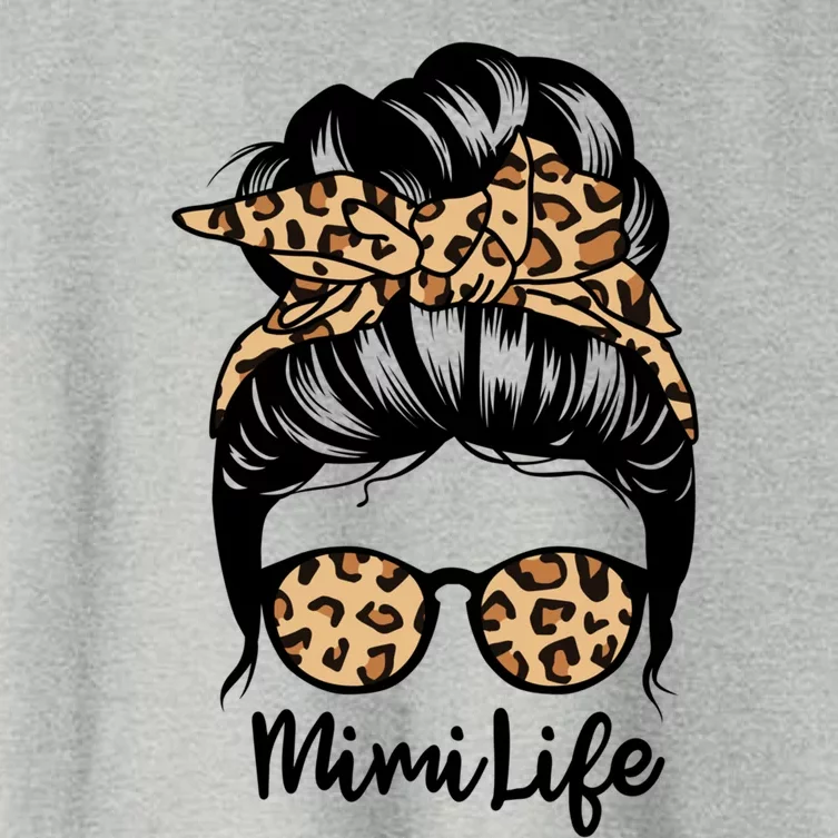 Mimi Life Messy Bun Hair Funny Leopard Mimi Gift Women's Crop Top Tee