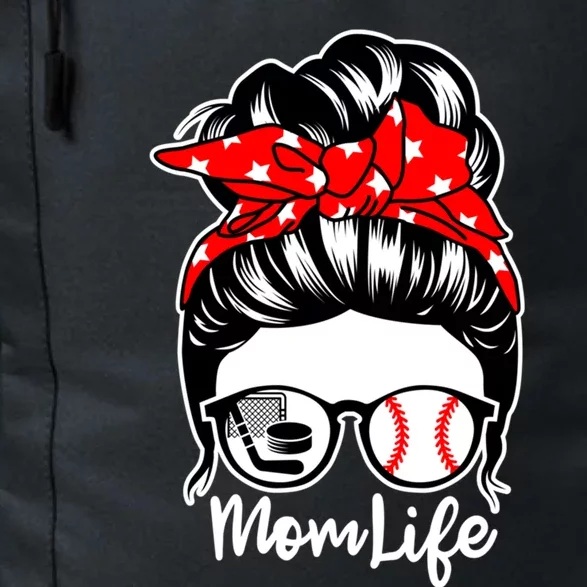 Mom Life Messy Bun Hair Baseball Hockey Player Mom Great Gift Daily Commute Backpack