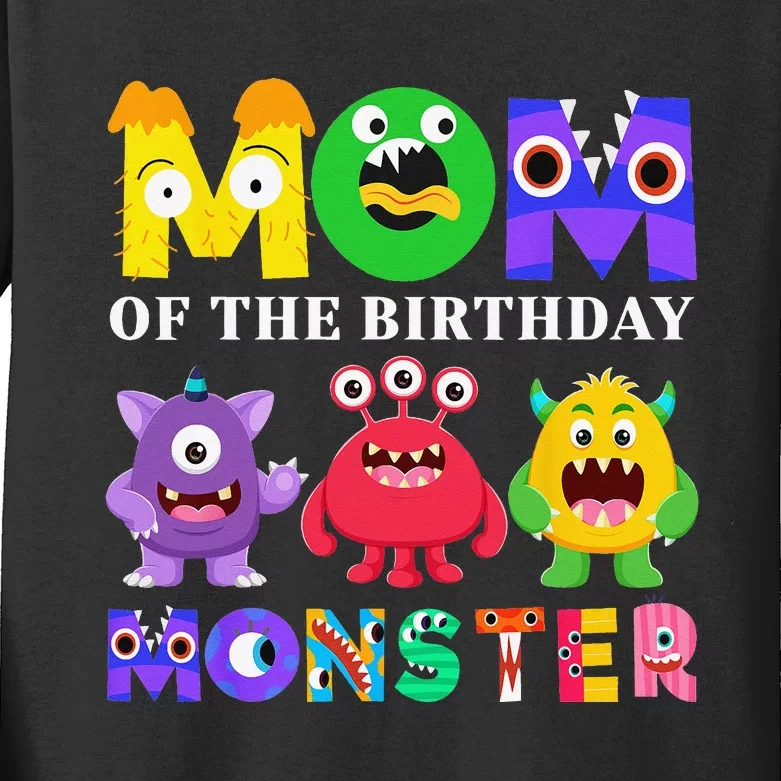 Mom Little Monster 1st Birthday Party Family Monster Kids Long Sleeve Shirt