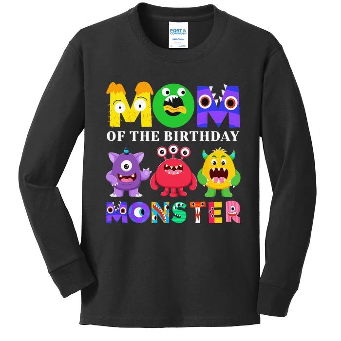 Mom Little Monster 1st Birthday Party Family Monster Kids Long Sleeve Shirt