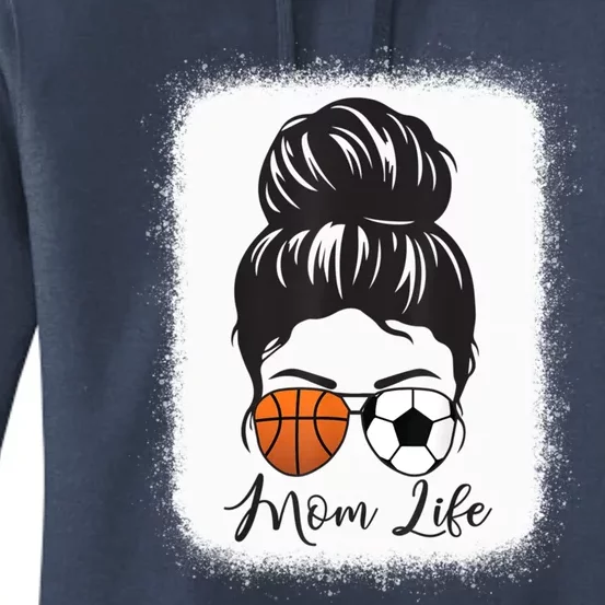 Mom Life Messy Bun Hair Basketball Soccer Mother's Day Gift Women's Pullover Hoodie