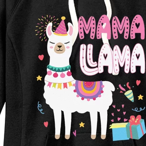 Mama Llama Mom Of The Birthday Llama Birthday Theme Women's Fleece Hoodie