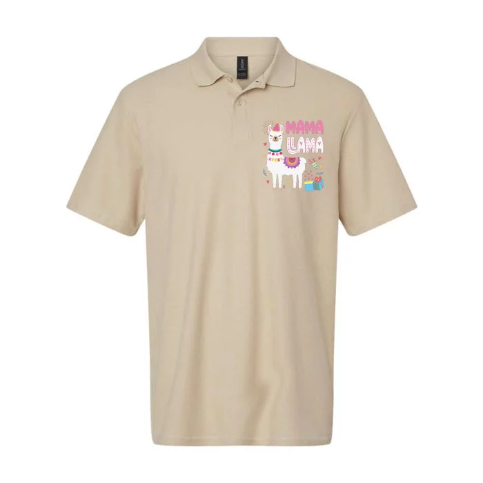 Mama Llama Mom Of The Birthday Llama Birthday Theme Softstyle Adult Sport Polo