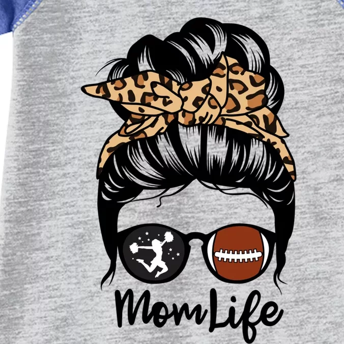 Mom Life Messy Bun Hair Funny Football Cheer Mom Gift Infant Baby Jersey Bodysuit