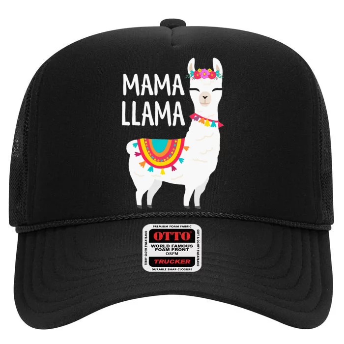 Mama Llama Mother Day High Crown Mesh Trucker Hat