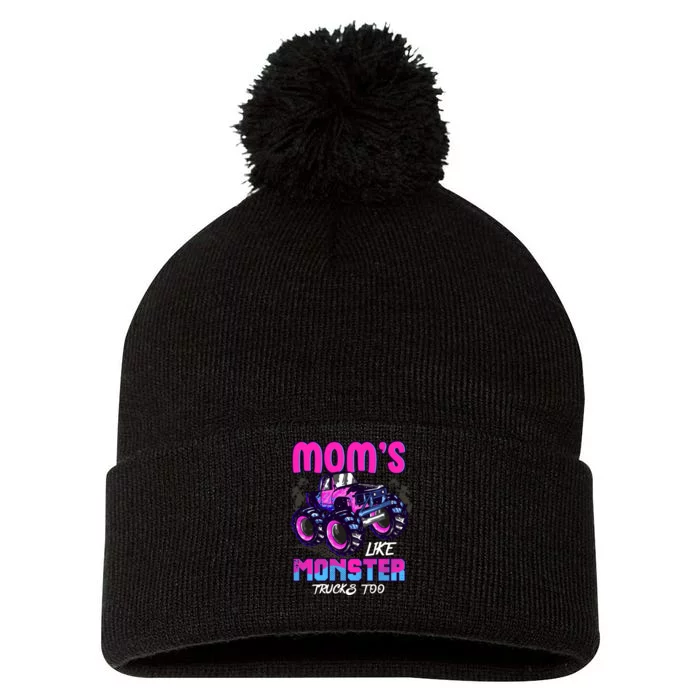 Moms Like Monster Trucks Too Pom Pom 12in Knit Beanie