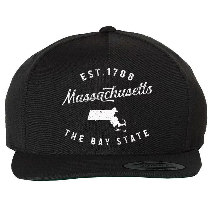 Massachusetts Lover Massachusetts Pride Massachusetts Wool Snapback Cap