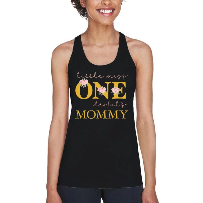 Mommy Little Miss Onederful Birthday Party 1 Year Old Women's Racerback Tank