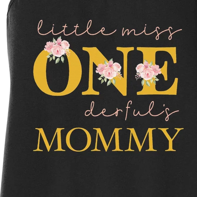 Mommy Little Miss Onederful Birthday Party 1 Year Old Women's Racerback Tank