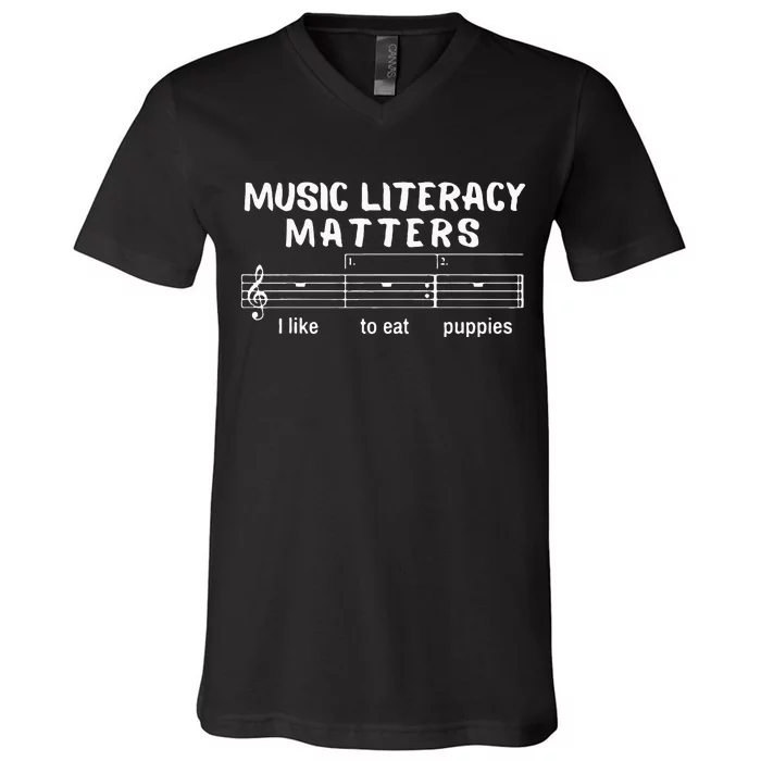 Music Literacy Matters V-Neck T-Shirt