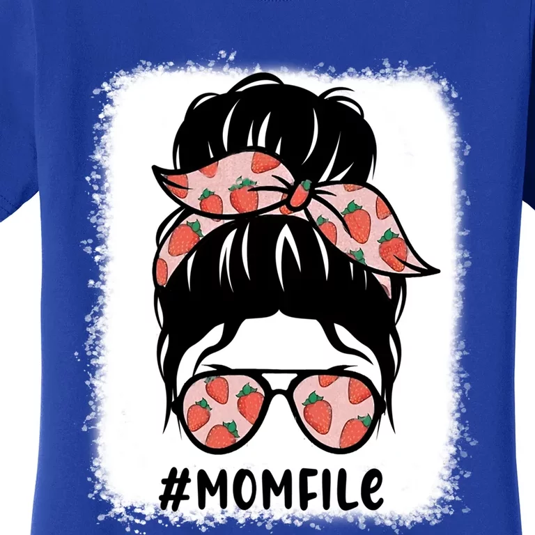 Mom Life Messy Bun Strawberry Lover Fruitarian Mother's Day Gift Women's T-Shirt