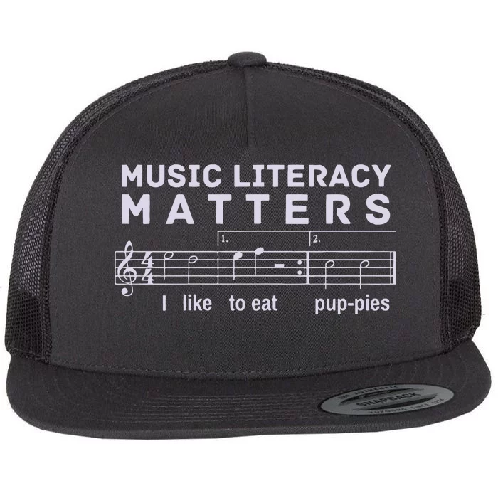 Music Literacy Matters Puppies Song Flat Bill Trucker Hat