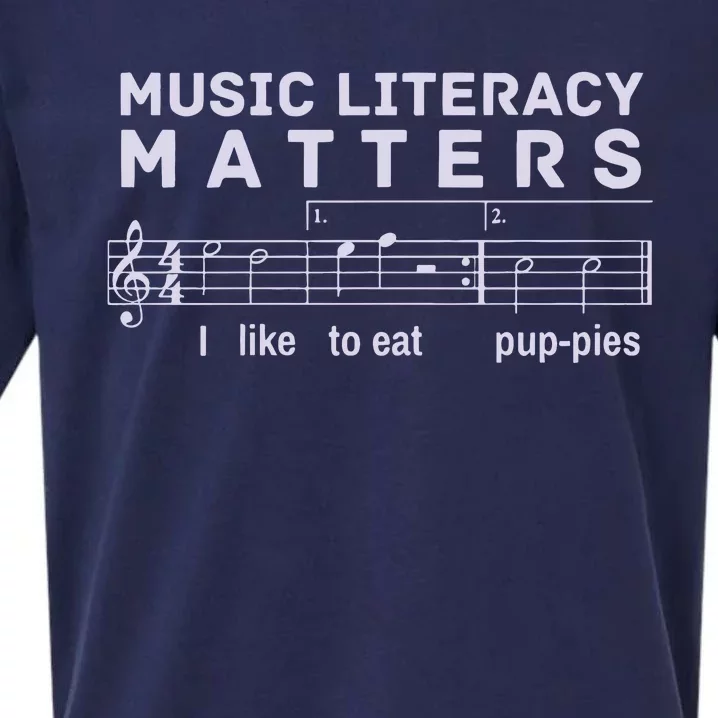 Music Literacy Matters Puppies Song Sueded Cloud Jersey T-Shirt