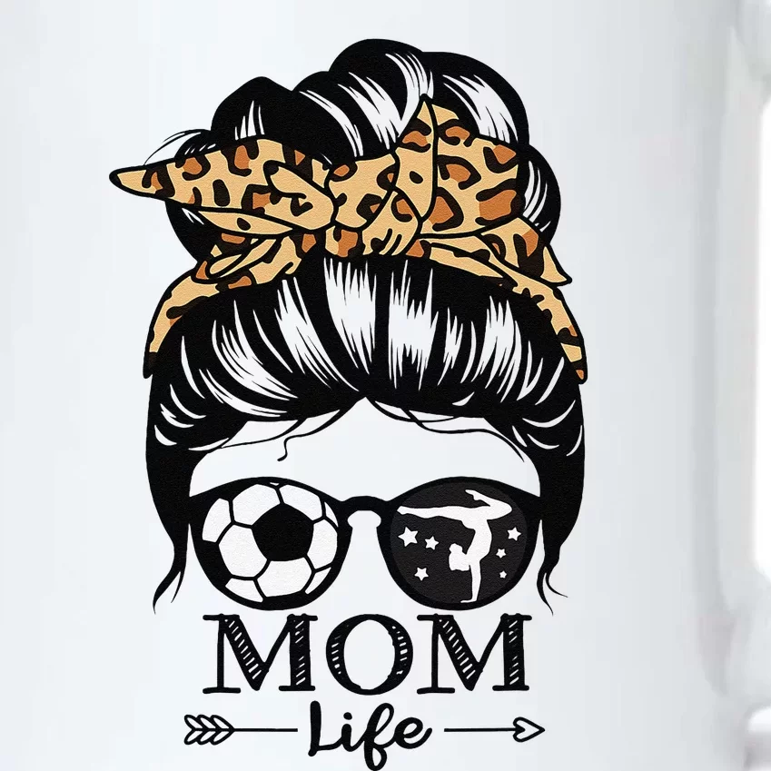 Mom Life Messy Bun Hair Funny Soccer Gymnastics Mom Black Color Changing Mug