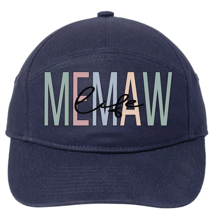 Memaw Life Memaw Grandma Boho Memaw Grandmother Gift 7-Panel Snapback Hat