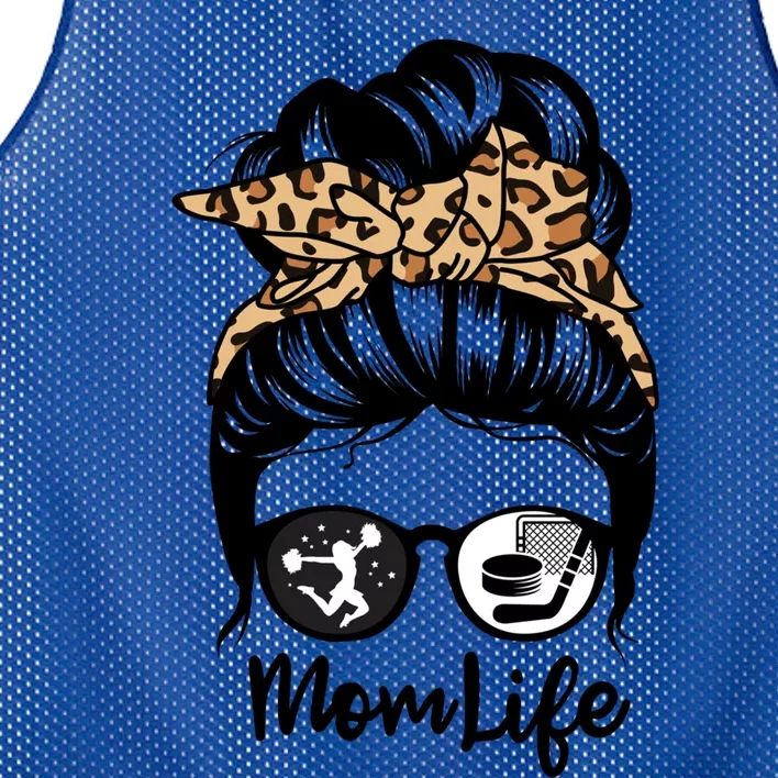 Mom Life Messy Bun Hair Funny Hockey Cheer Mom Gift Mesh Reversible Basketball Jersey Tank