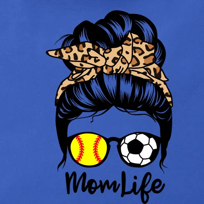 Mom Life Messy Bun Hair Funny Soccer Softball Player Mom Meaningful Gift Zip Tote Bag