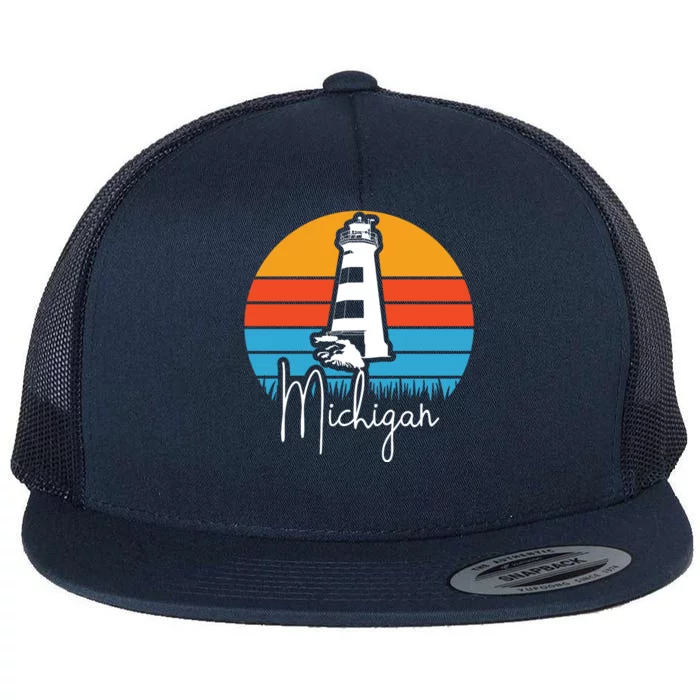 Michigan Lighthouse Flat Bill Trucker Hat