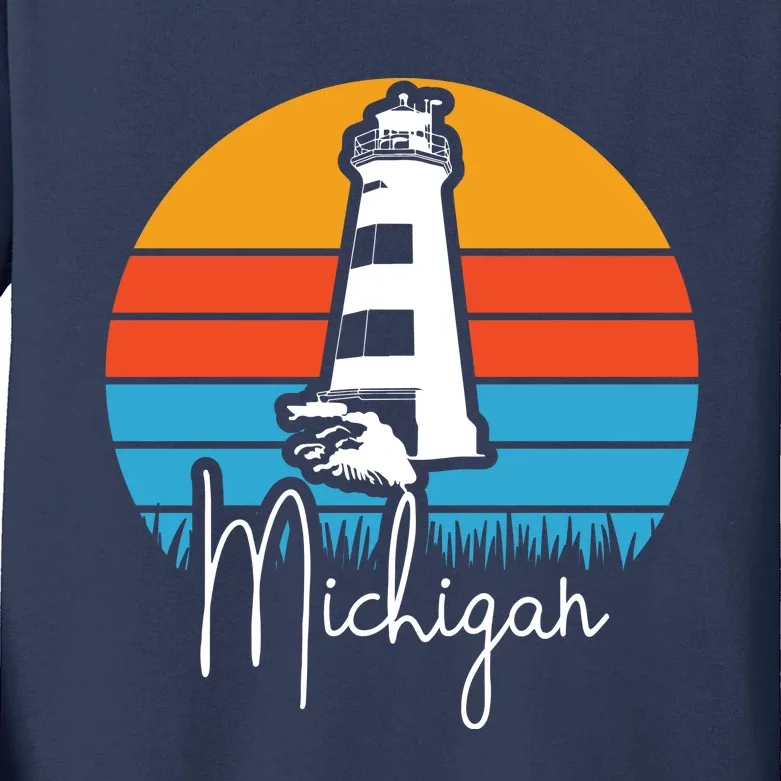 Michigan Lighthouse Kids Long Sleeve Shirt