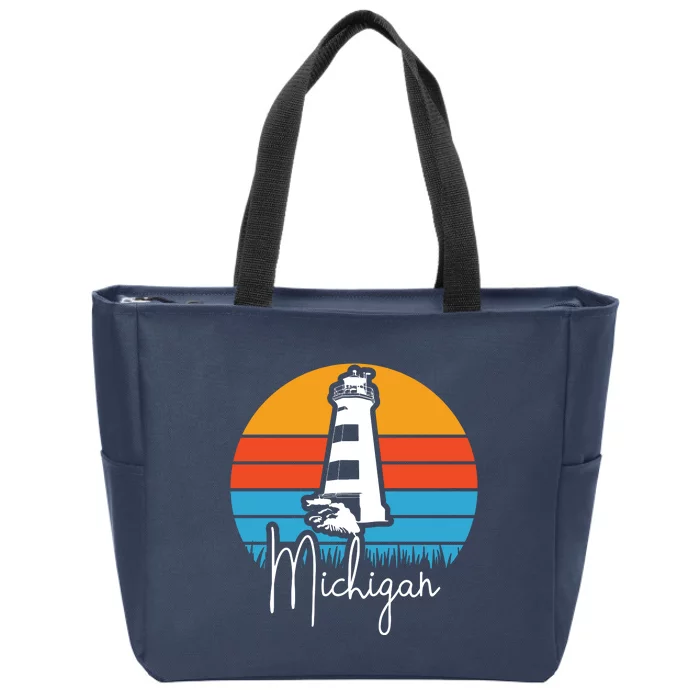 Michigan Lighthouse Zip Tote Bag