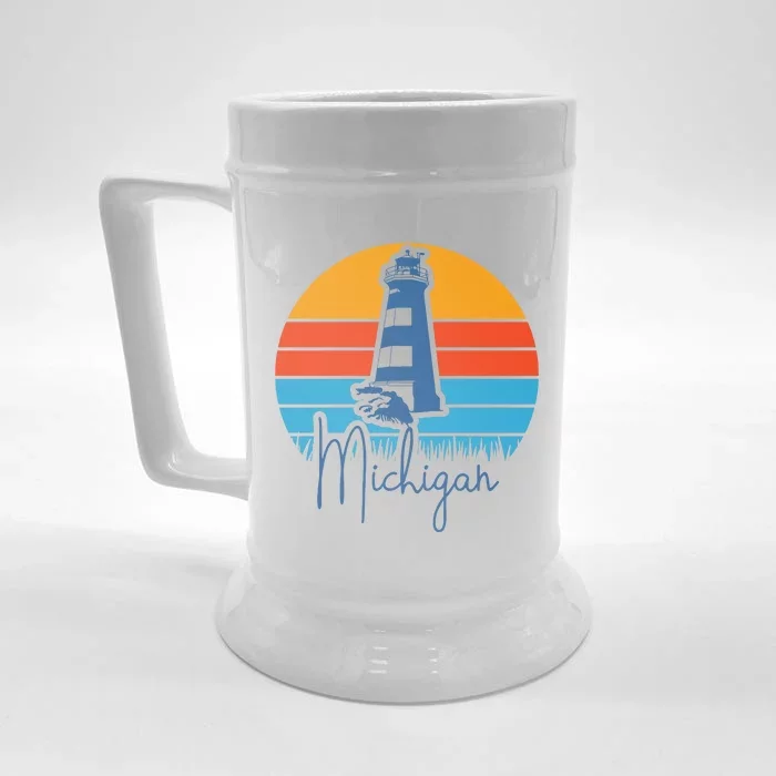 Michigan Lighthouse Front & Back Beer Stein