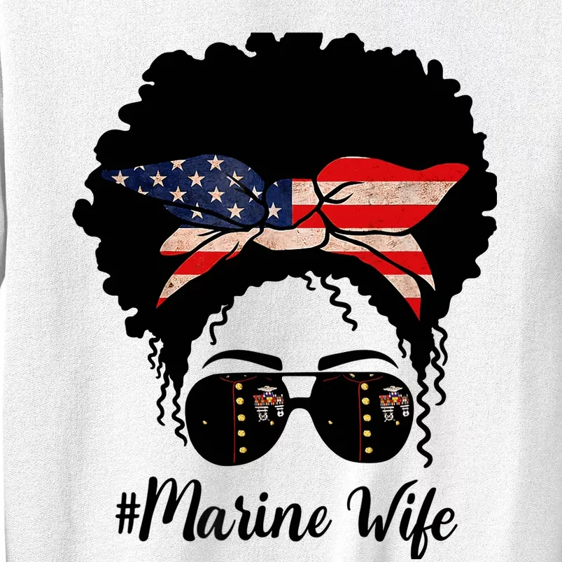 Marine Life Marine Military Wife Messy Bun Black Wo Sweatshirt