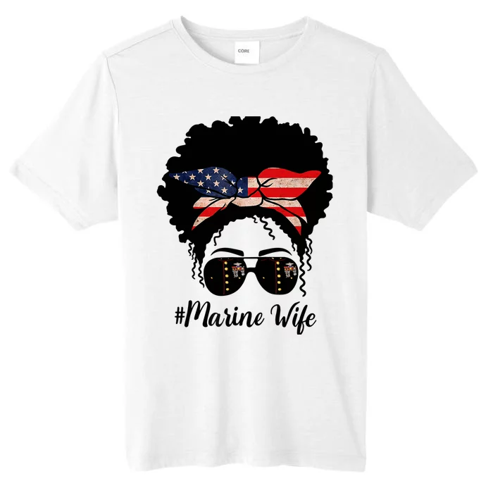 Marine Life Marine Military Wife Messy Bun Black Wo ChromaSoft Performance T-Shirt