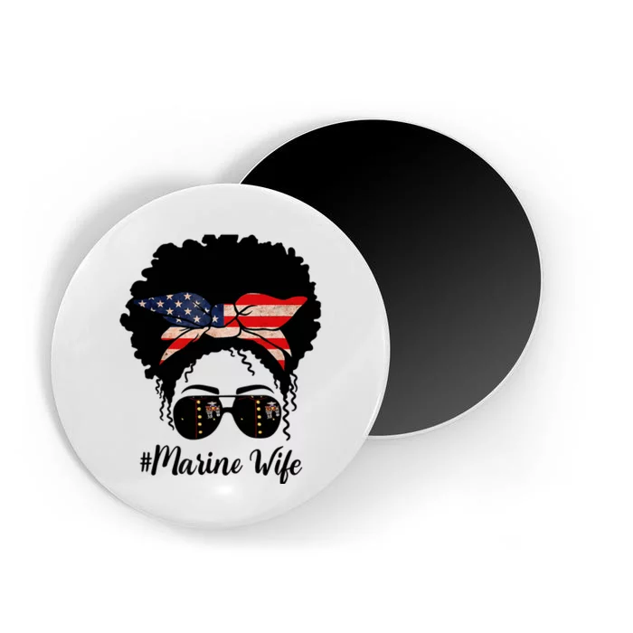 Marine Life Marine Military Wife Messy Bun Black Wo Magnet